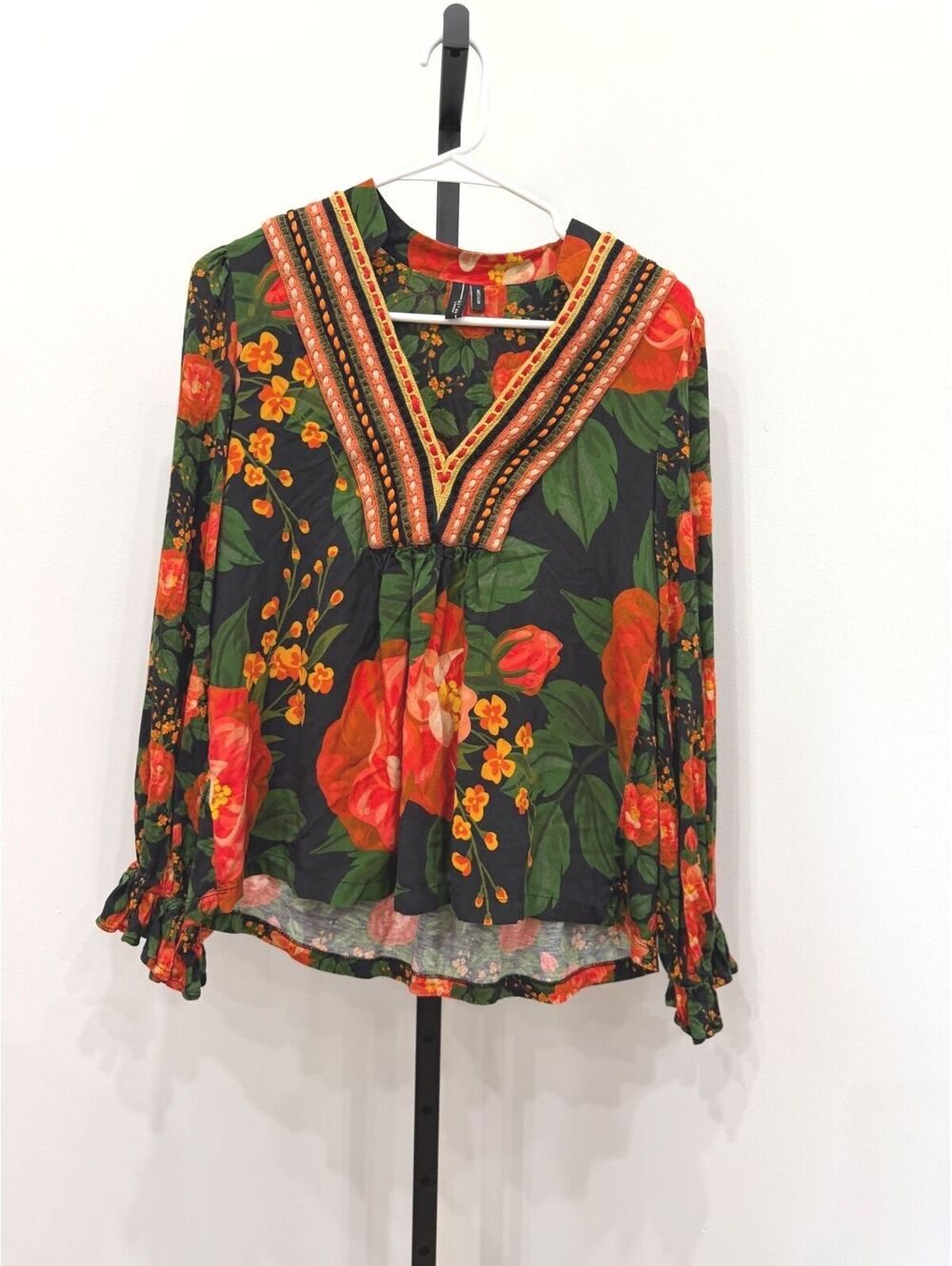 Blank London Medium Floral Embroidered V-Neck Blouse